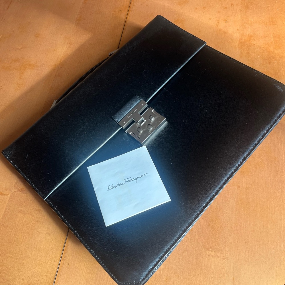 Salvatore Ferragamo Black Leather Business Bag